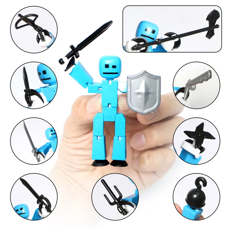 

StikBot Dolla Sticky Robot DIY Doll Sucker Weapon Ver. Action Figure Role Play Creat Accessory Gift Model 8cm