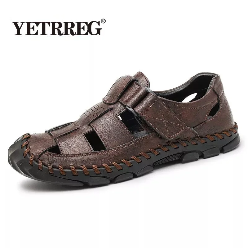 New Summer Genuine Leather Men's Sandals Lightweight Men's Shoes Outdoor Comfortable Beach Sandals Fashion Casual Shoes Sneakers