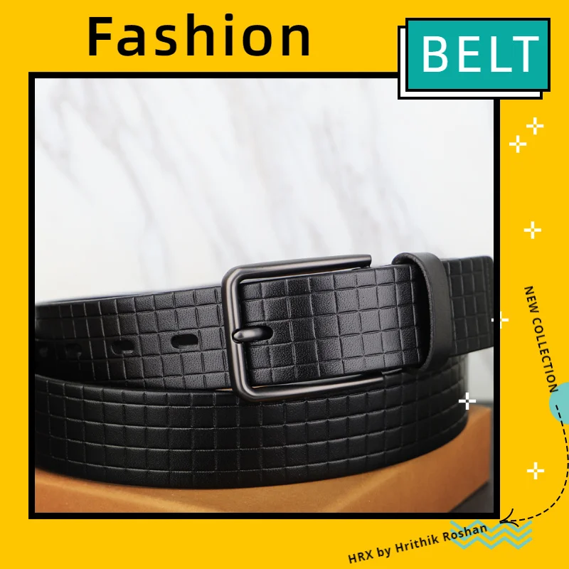Leather Belt Men's Leather Youth Pin Buckle First Layer of Pure Leather Black Belt-Style Simple Wild Young People Belt