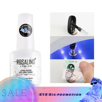 

ROSALIND Transfer Gel Nail Polish With Sticker Nail Gel Hybrid Primer UV Lamp For Manicure Semi Permanent Gel Lacquer Nail Art