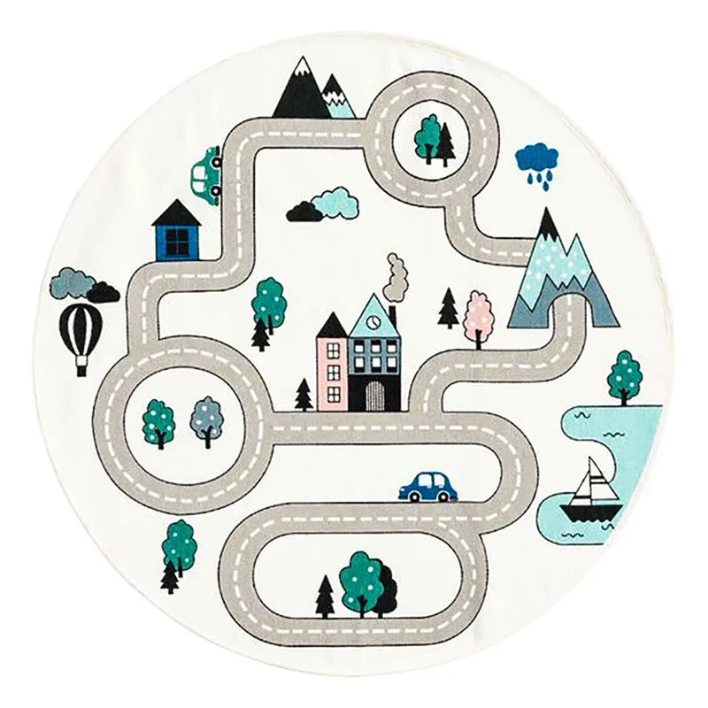 Baby Car Racing Road Game Play Mat 26 English Letters Kids Educational Crawling Blanket Village Road Unicorn Floor Carpet (9)