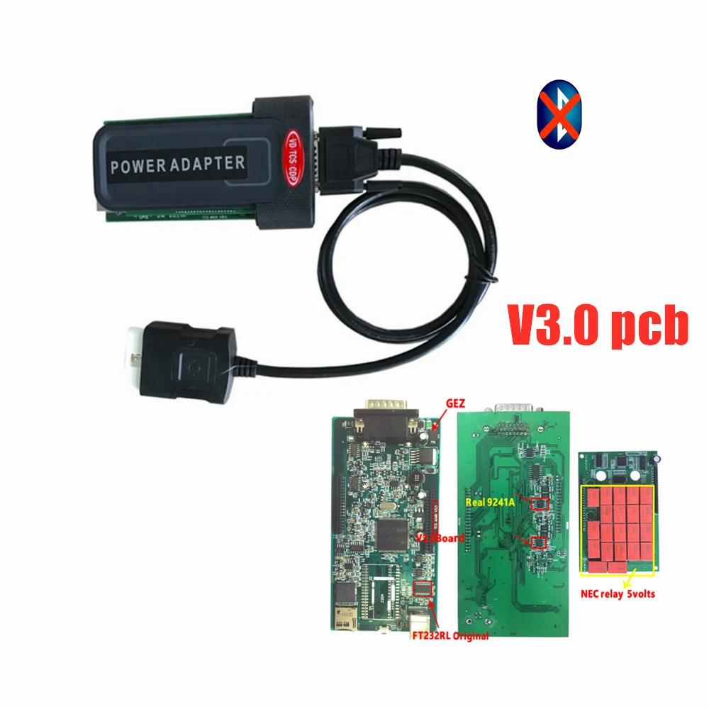 Лучшее качество V3.0 зеленый pcb,3 keygen автомобильный детектор с bluetooth usb кабелем VD TCS C-D-P для автомобилей и грузовиков диагностический инструмент - Цвет: without bluetooth
