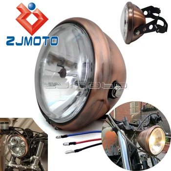 

Steel Brown H4 Headlight Assembly For Honda Suzuki BMW Scrambler Cafe Racer Bobber Chopper Project Bikes Custom w/ Mount Bracket