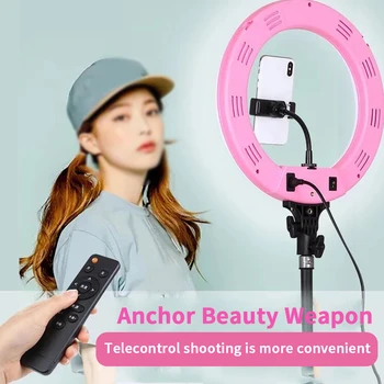 

Portable Fill Light Tripod 24W Adjustable Durable ABS Selfie Lamp Dimmable 220 LED Camera Makeup Photography Ring Shape