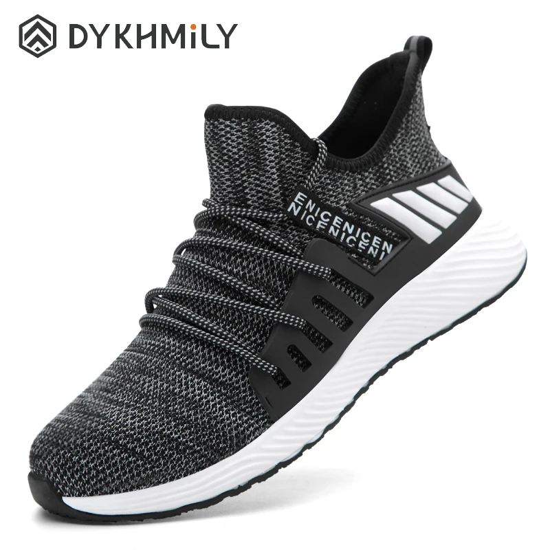 

DYKHMILY Work Safety Shoes for Men Steel Toe Anti-Puncture Lightweight Breathable Comfortable Construction Boots Safety Sneakers