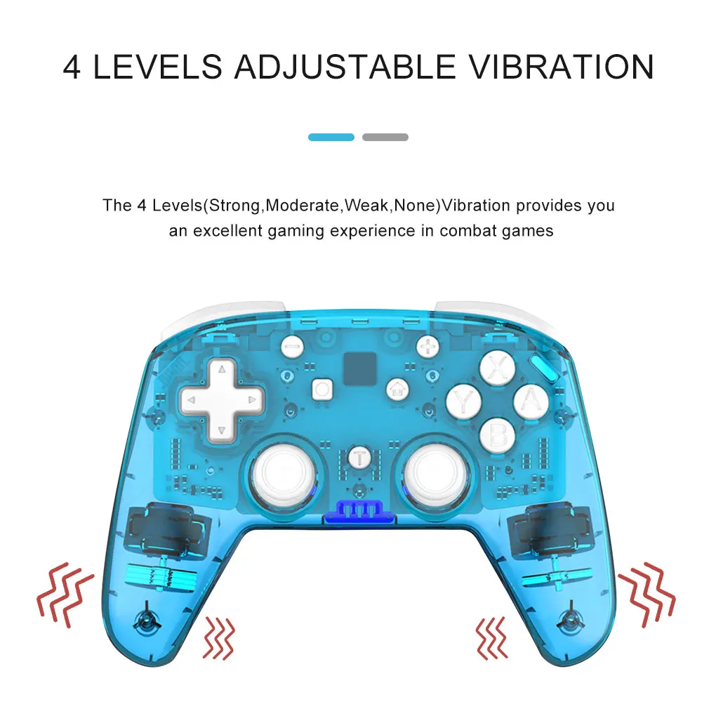 

Game Controller Adjustable Vibration Wireless Rechargeable Gamepad Dual Joystick for Switch