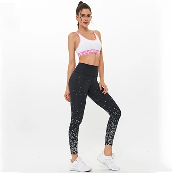 

Women's 2 Pieces Sports Suit Printed Bra Starry Sky Casual Skinny Fitness Pants Set