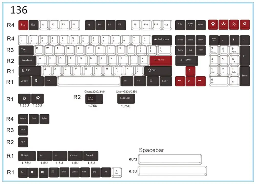 MP краситель-сублимированный черный/красный keycap 87/108 клавиш толстые клавишные колпачки pbt выключатель MX вишня/NOPPOO/Флик механическая клавиатура колпачка