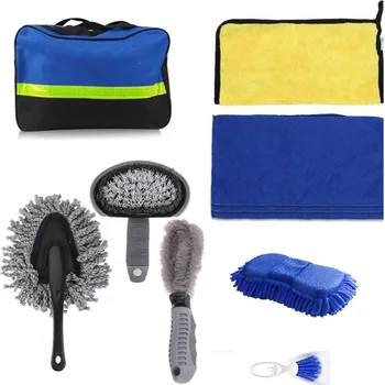 

8 Pack Car Wash Cleaning Tool Kit Car Tire Straight Brush 2X Car Wash Towel T-Shaped Wheel Brush