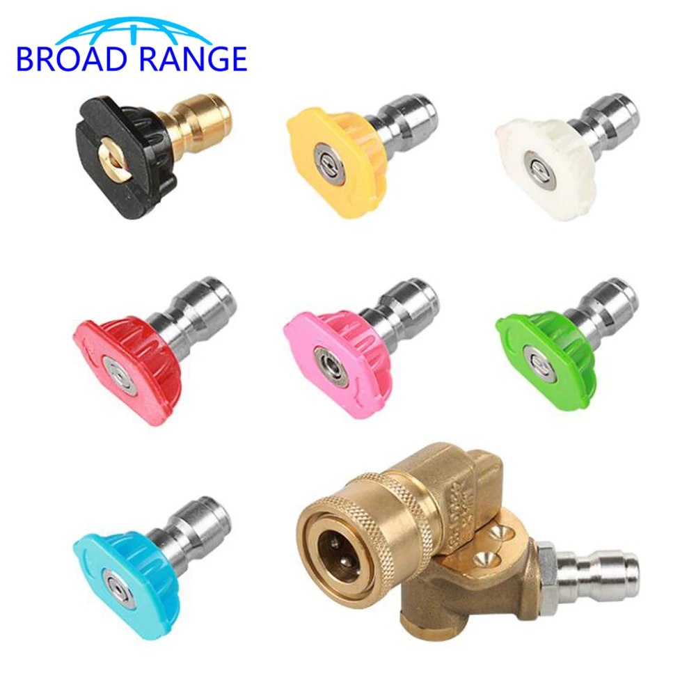 

High Pressure Washer G1/4 5 angle Stainless Steel Adaptor Quick Released Joint with 7PCS Nozzle Set Car Cleaning Garden tool