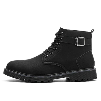 

Men's Boots,Winter Warm Black Trendy Shoes, Tooling Ankle Tactical Military British Martin Boots, Men High-top Snow Boots