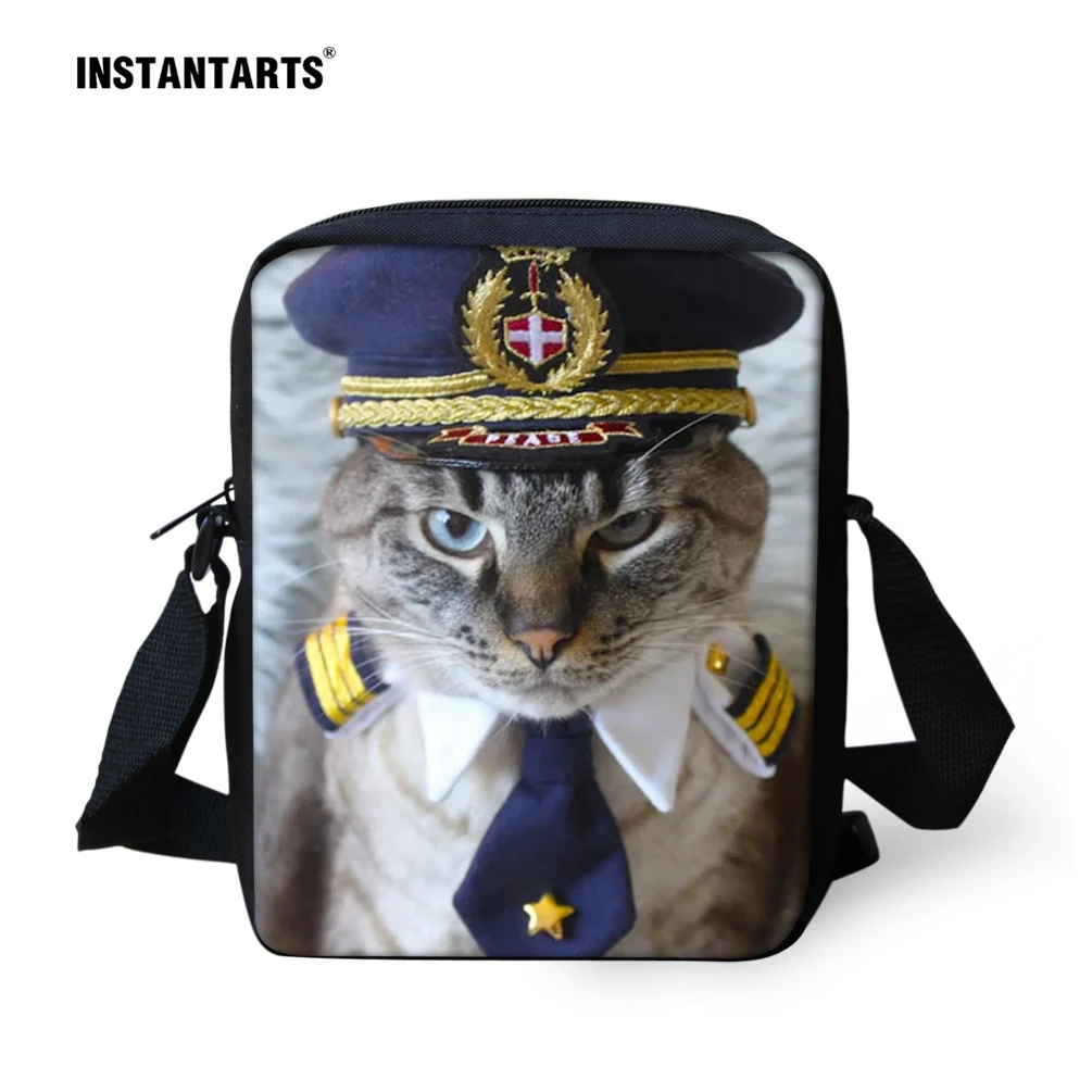 

INSTANTARTS Cute Women's Handbags Kwaii Police Cat Print Small Messenger Bag for Kids Teenage Girls Shoulder Crossbody Bags