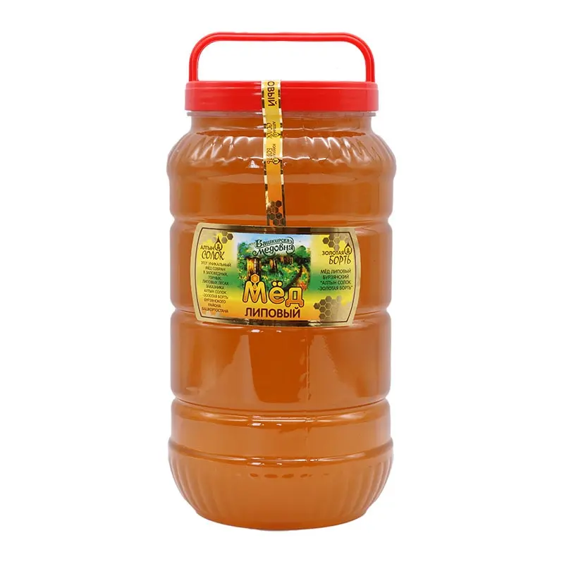 Honey Bashkir natural lime Bashkir honey 4200 grams plastic Bidon linden Sweets Food Altai