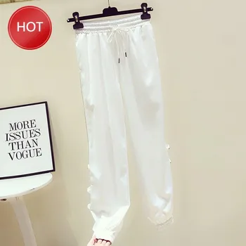 

Woman Pants Casual Pants Women 2020 Summer New All-match Drape Beam Feet Cropped Sports Pants White Black