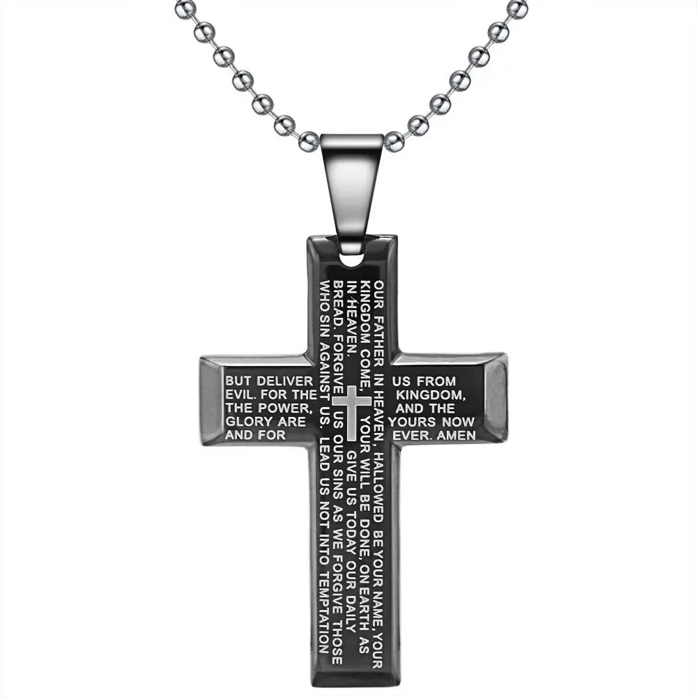 

Punk Titanium Steel Jewelry Bible Cross Pendant Neckl