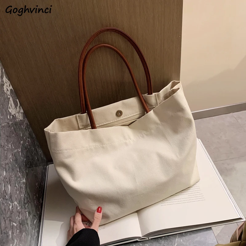 Shopping Bags Women Solid Simple Tote Bag Large Capacity Canvas Shopper Females Ins Reusable Korean Style Fashion Eco-friendly. | Багаж и