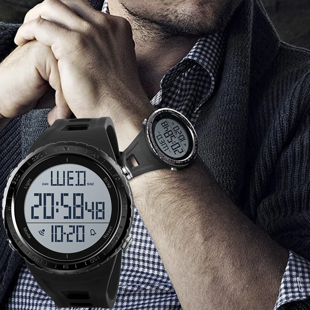 Outdoor Wrist ABS band relogios Watch Men Multiuse Countdown Chronograph Digital Display Gift Mas-culino Fashion Men's Watch Lar
