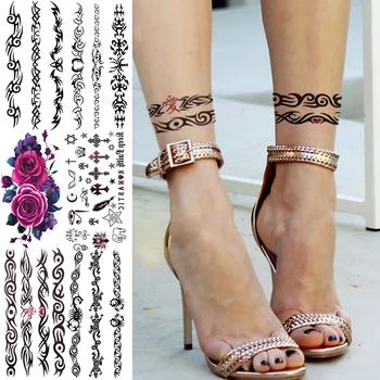 

Unique Love Totem Temporary Tattoos For Women Kids Realistic Rose Lizard Scorpion Cross Fake Tattoo Sticker Sexy Ankle Arm Tatoo