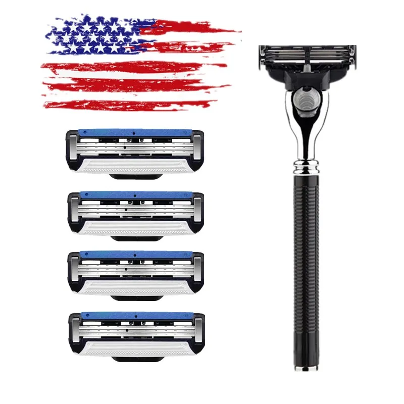 

1 Holder+ 4pcs Blade Men Shaver Razor Blade Machine for Shaving Blades Cassettes for Shaving Gillet Te Mach 3 Replacement Blade