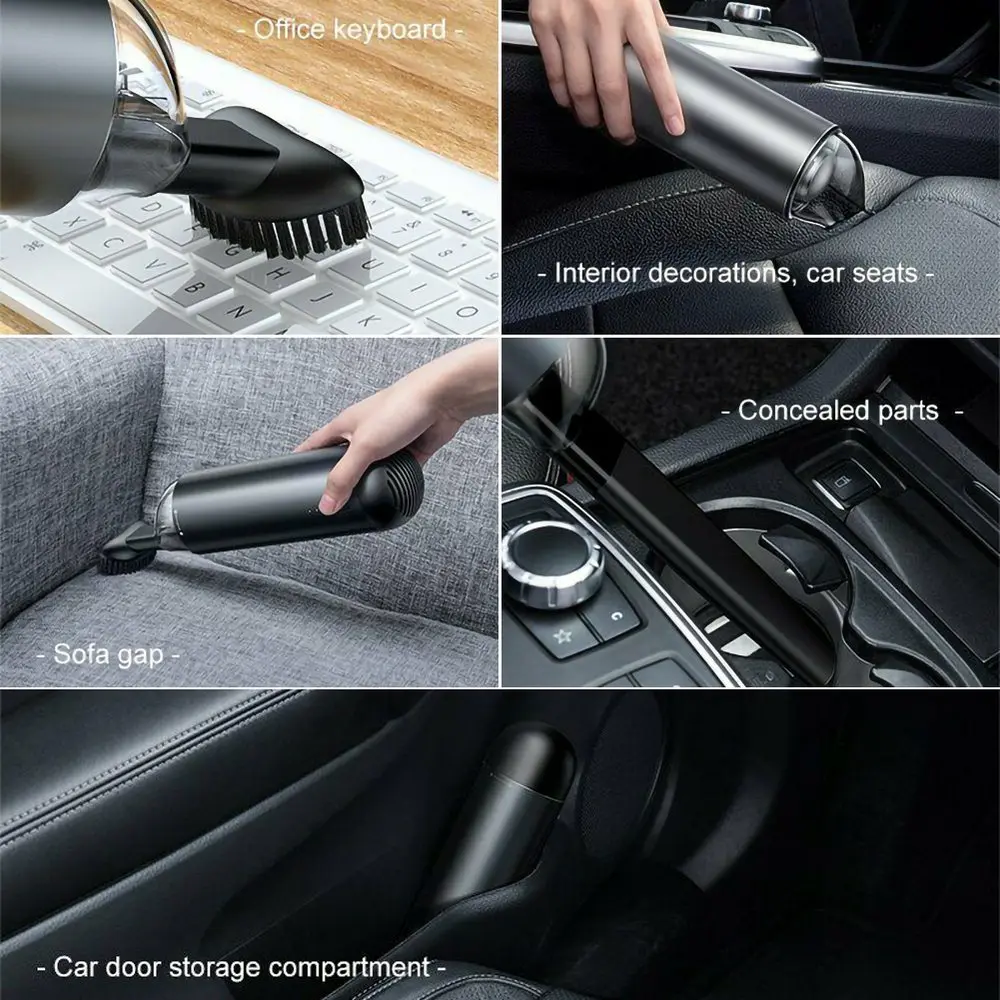 US $35.99 Portable Handheld Wireless Car Vacuum Cleaner Cyclone Booster TypeC Fast Charging Black Silver For Office Keyboard Sofa Car