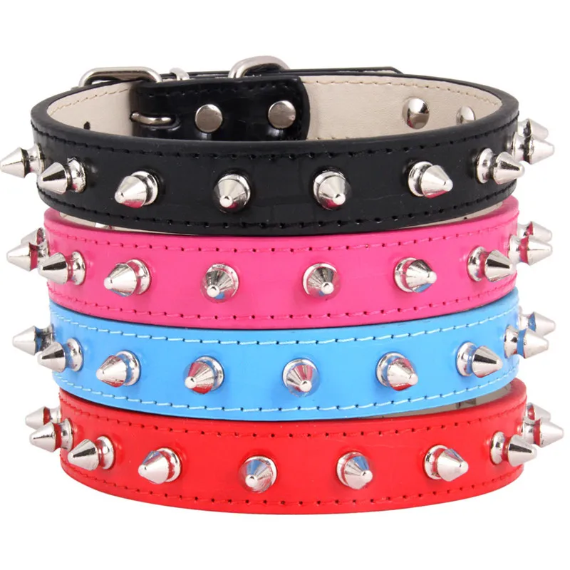 Personality Cute Rivets Studded Dog Collar Puppy Cat Collars for Small Dogs Chihuahua Yorkies Neck 8-18&quot Pink Color | Дом и сад