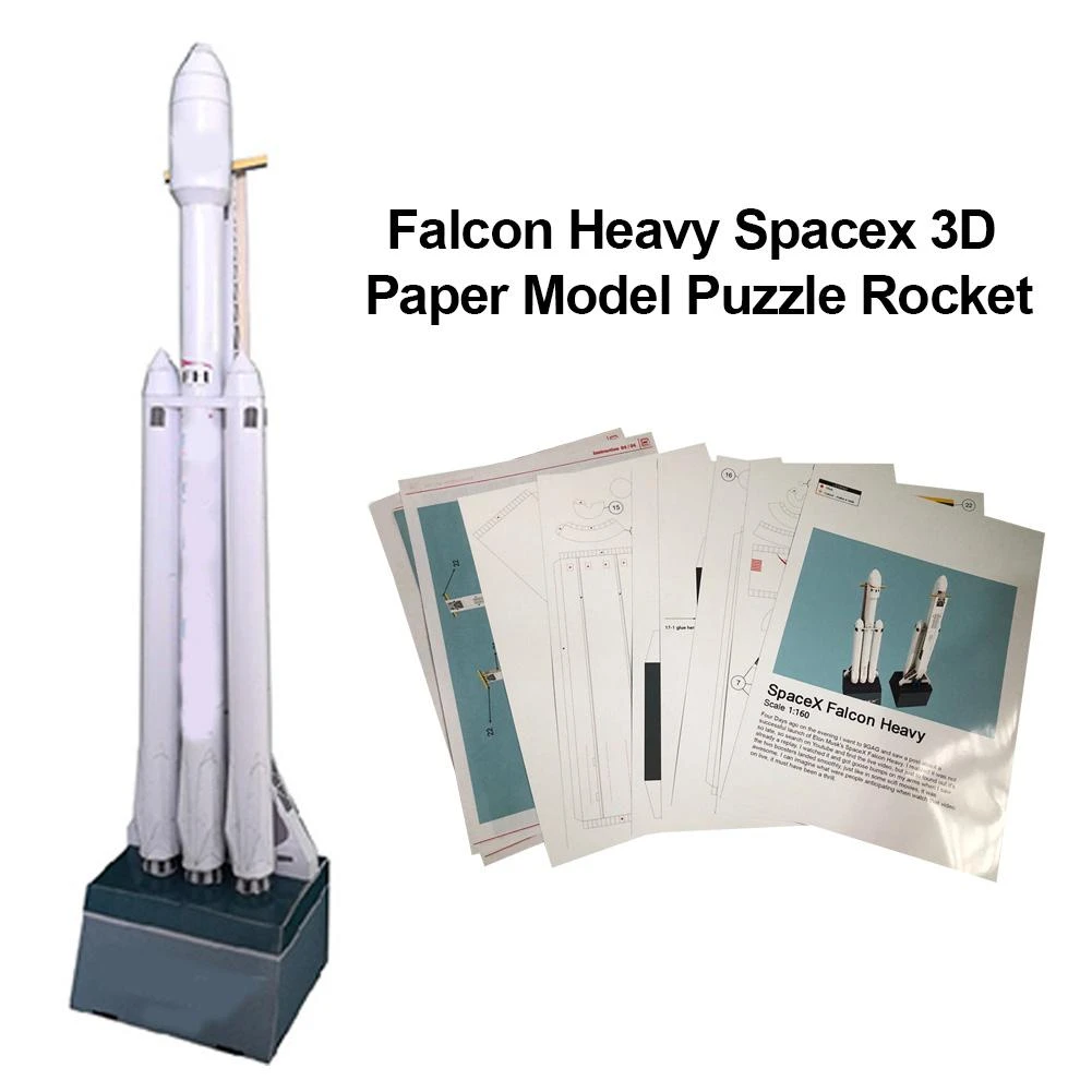 Newest 42cm 1 160 Spacex Falcon Heavy Duty Rocket 3d Paper Model Puzzle Student Hand Class Diy Space Papermodel Origami Toy Aliexpress