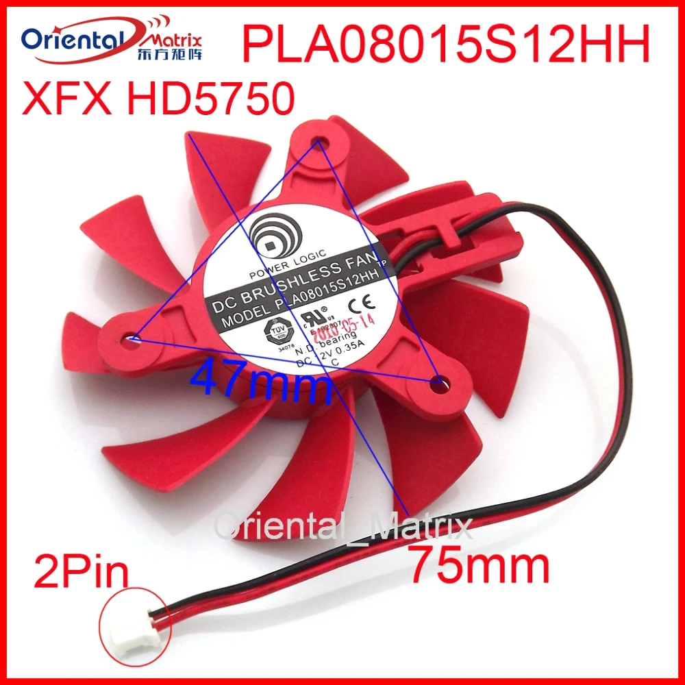 DC бесщеточный вентилятор PLA08015S12HH 12V 0.35A 75 мм 47x47x47 VGA для XFX HD5750 Вентилятор