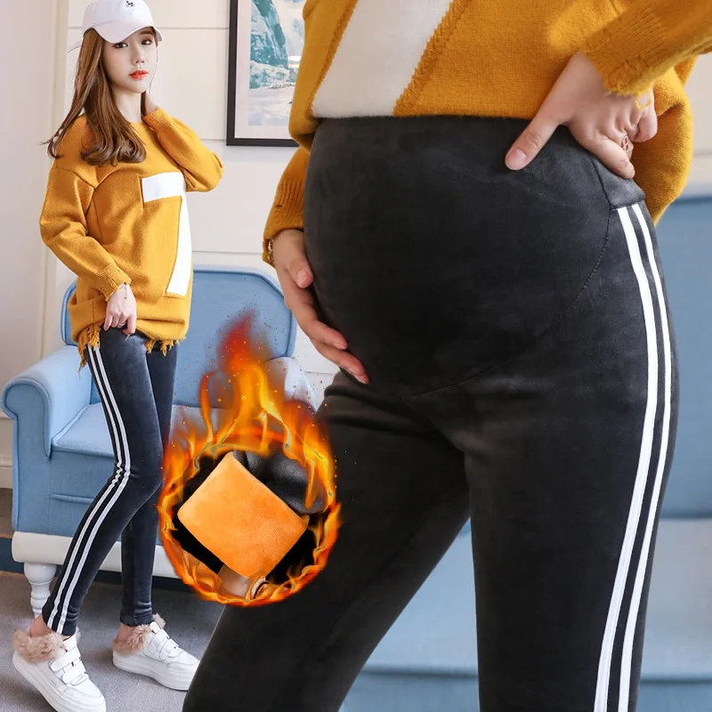 

Leggings for Pregnant Woman Pregnant WOMEN'S Pants Golden Fleece Double-sided Plush Outer Wear Trousers Fashion Cotton-padded Tr