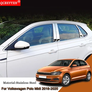 

Car Styling Car External Window Sequins Strip Stickers Frame Cover Automobiles Accessories For Volkswagen Polo Mk6 AW 2018-2020