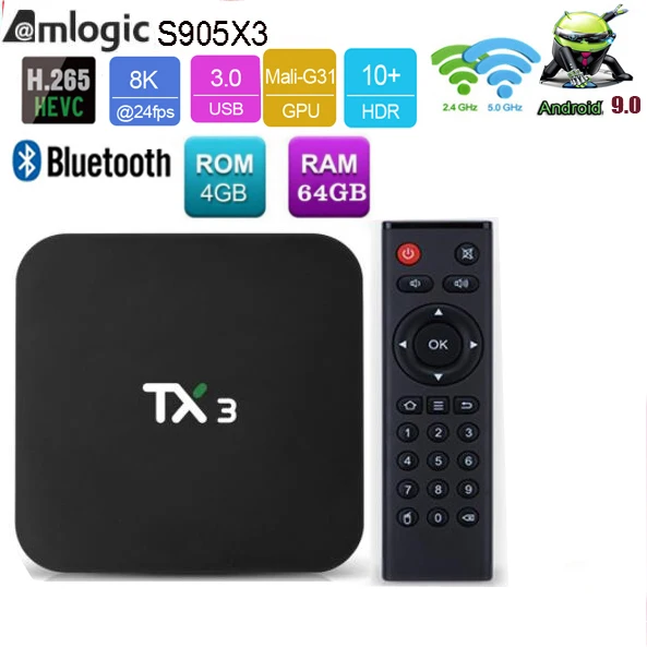 4G 64G Tanix TX3 s905x3 Android 9,0 ТВ приставка Amlogic ddr3 4 Гб 64 ГБ/2g 16g/4g 32g Wifi BT Youtube HDR Google Play Netfilx 8k телеприставка - Цвет: 4G 64G