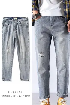 

Fa25701 2019 new autumn winter men fashion casual Denim Pants ripped jeans for men winter pants mens