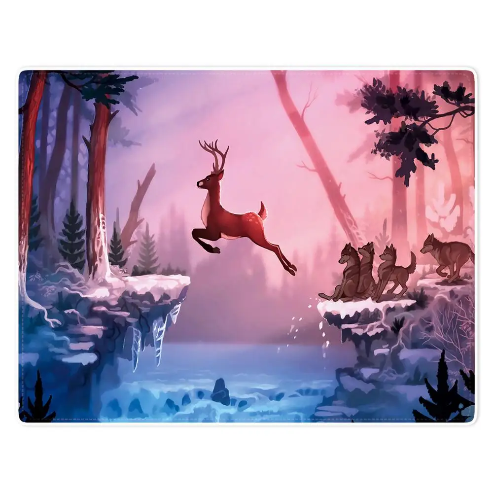 

HommomH Blanket Comfort Warmth Soft Plush Throw Deer Wolves Forest Sunset Pink