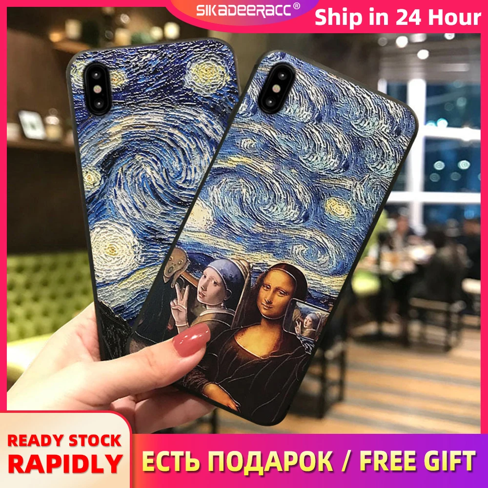 Новый чехол для iPhone X XS MAX XR 6 6s 7 8 Plus креативная живопись маслом 3D окрашенная