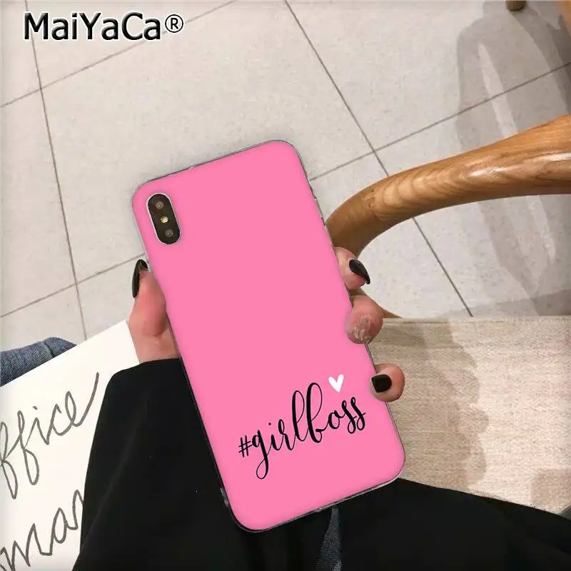 MaiYaCa девушка босс розовый женщин мощность мультфильм новинка чехол для телефона Fundas чехол для iPhone 11 pro XS MAX 8 7 6 6S Plus X 5 5S SE XR - Цвет: A14
