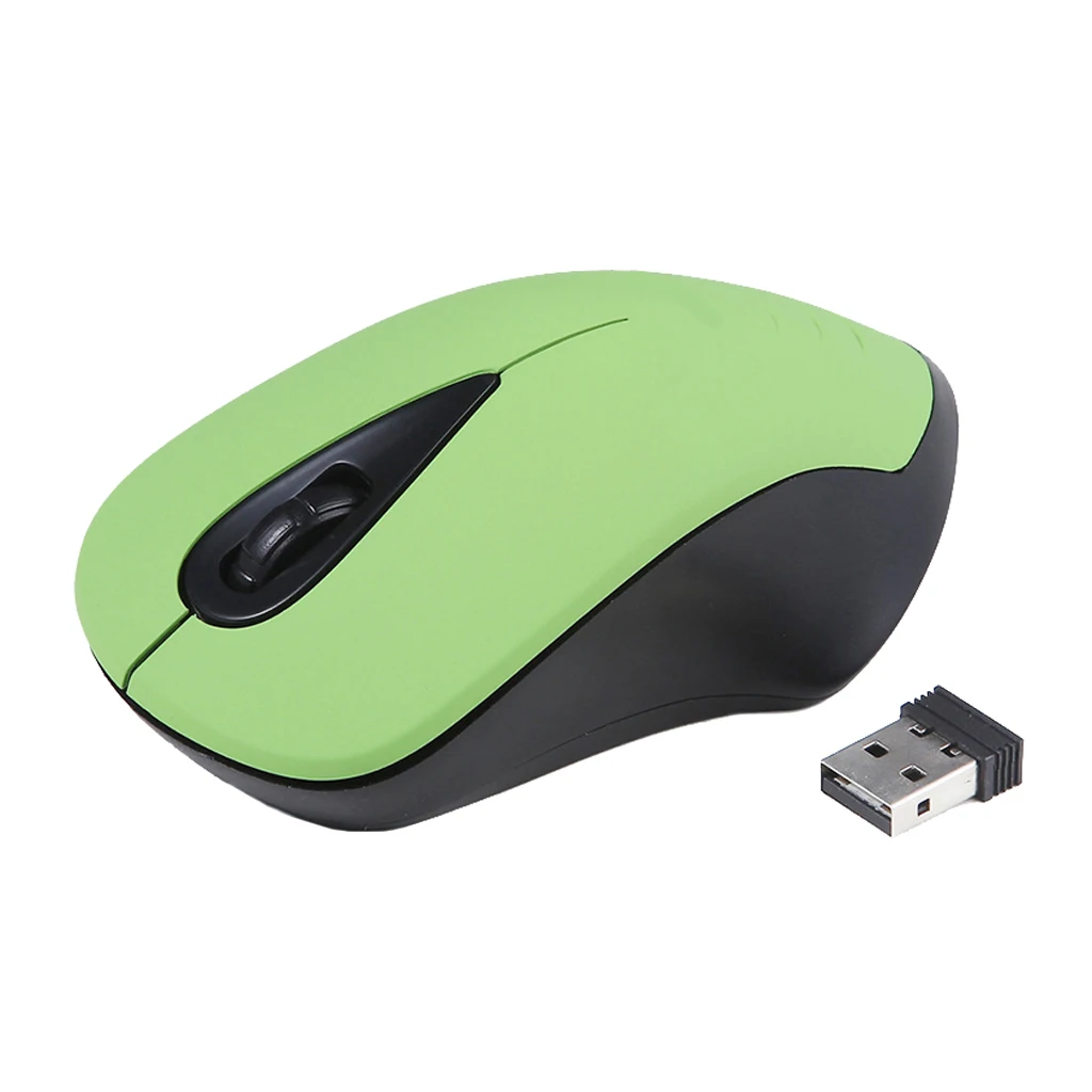 USB Optical Wireless Mouse 2.4GHz Mobile Cordless Mice 1200DPI 3Button Green