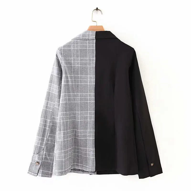 

32yd-9008 Europe And America WOMEN'S Dress 2019 Spring And Autumn New Style Fashion Double Breasted Pattern Joint Suit Jacket