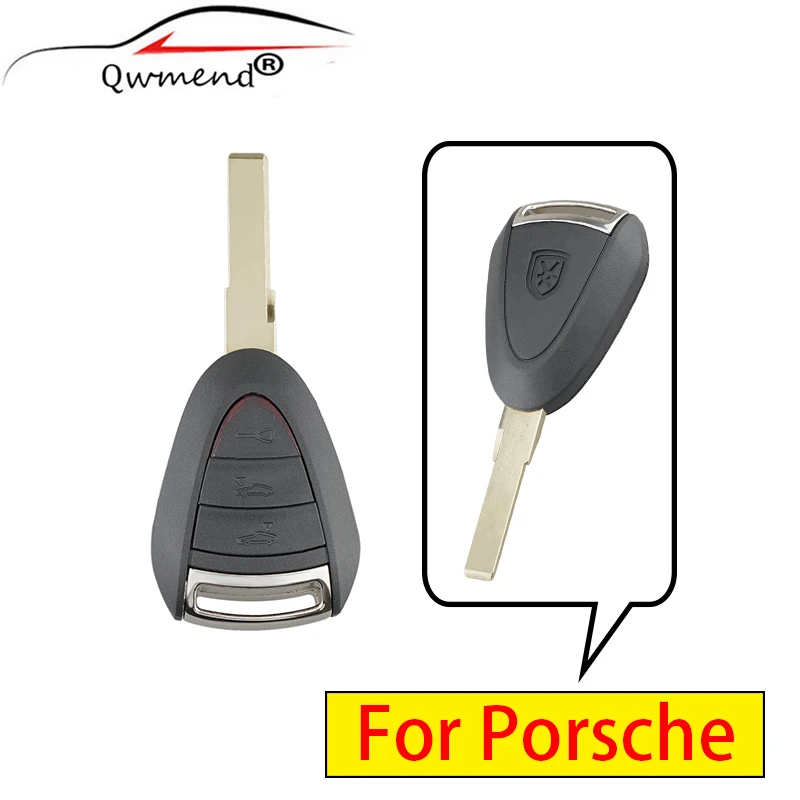 QWMEND 3BUT REPLACEMENT SMART CAR KEY SHELL FOR PORSCHE BOXSTER S CAYENNE CAYMAN 911 987 996 997 CAR REMOTE KEY FOB CASE
