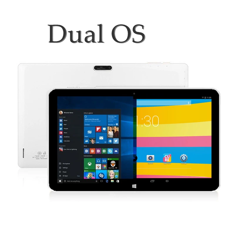 32-Bit 10.6 Inch 2+32G Windows10 + Android4.4 Cube i10 Tablet PC With BT Keyboard Dual Cameras 1366*768 IPS HDMI-Compatible WIFI