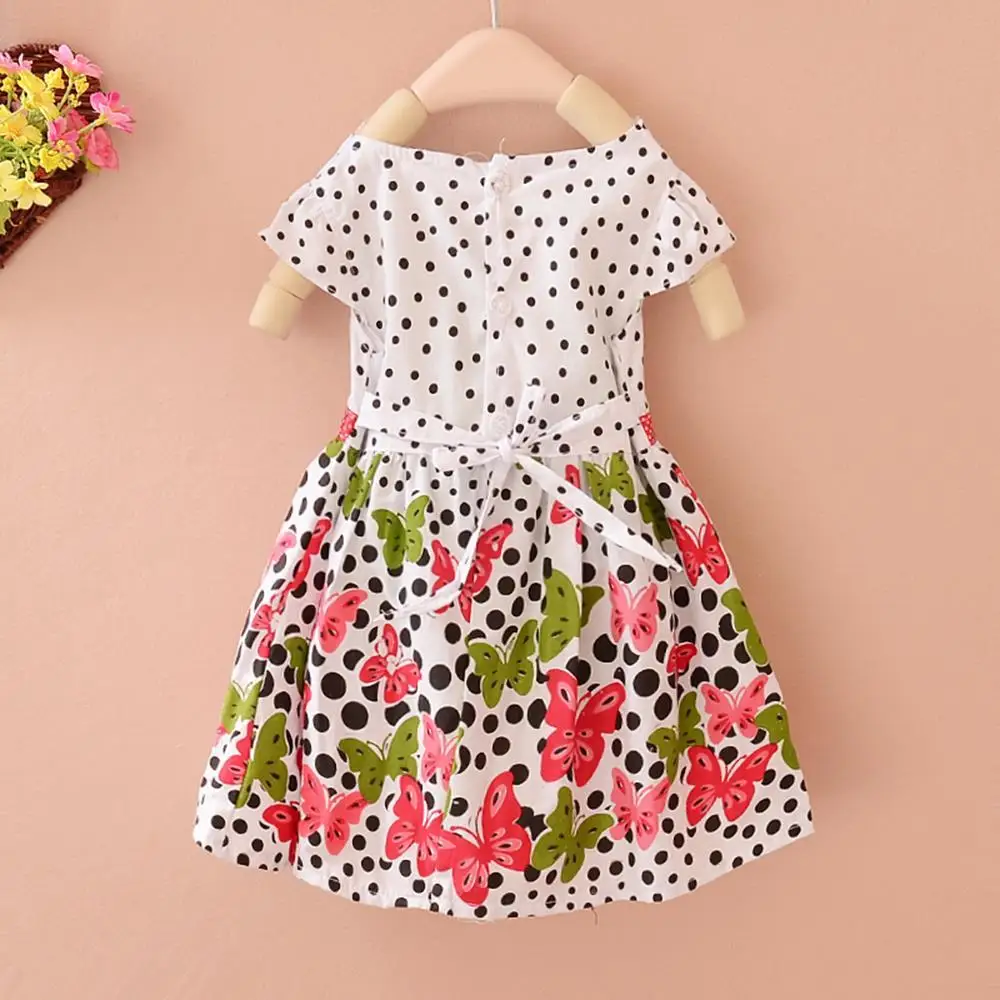 Новая одежда для малышей; детское платье для маленьких девочек; платье принцессы в горошек с бабочкой; цельнокроеное платье