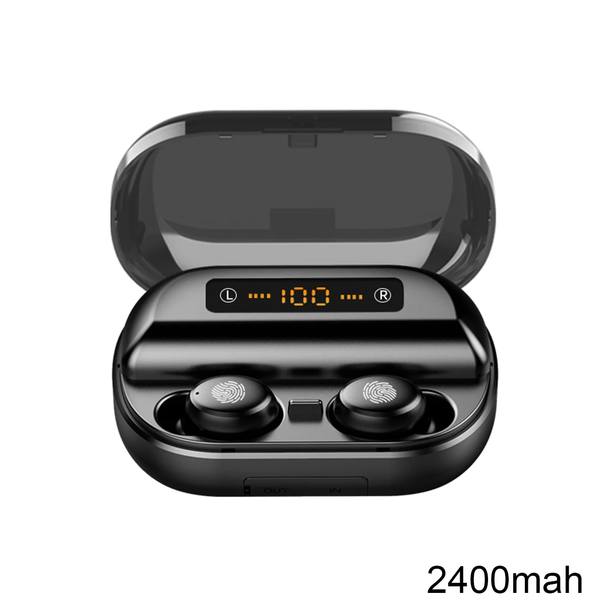 Bluetooth гарнитура V11 с цифровым дисплеем 4000 мАч, перезаряжаемая гарнитура для мобильного телефона 5,0 TWS, стерео гарнитура Bluetooth - Цвет: black 2400mah