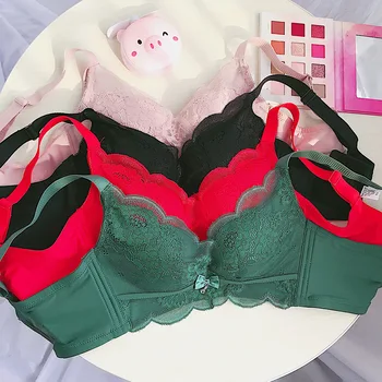 

Sexy women Young Girl Push Up Lace Bra High Quality French Romantic Gathered Lift Up cute sweet bra underwear sexy lace bra
