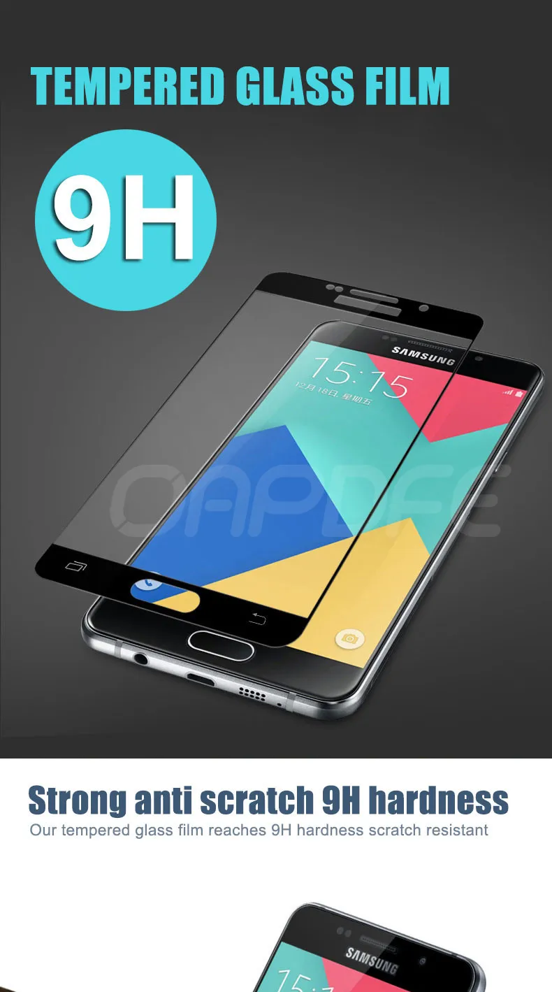 9D Защитное стекло для samsung Galaxy A3 A5 A7 Защитная пленка для экрана для samsung A7 A6 A8 Plus A9 закаленное стекло