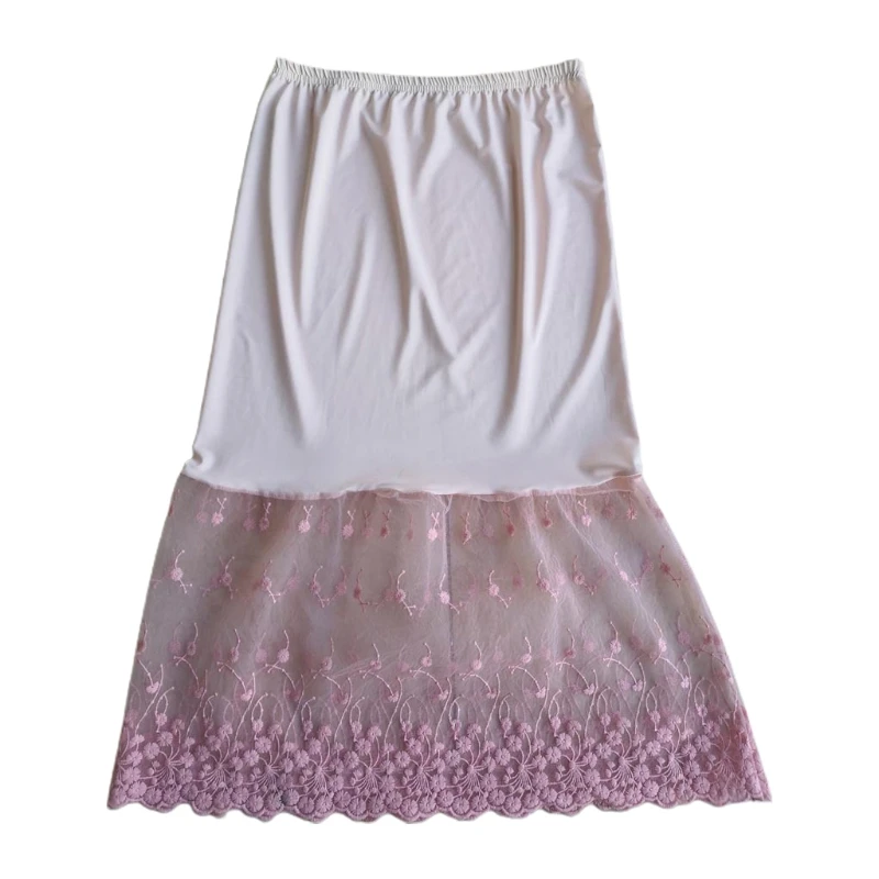 Lace Half Slip Skirts Extender Elastic Waist A-line Hollow Petticoat Underskirt