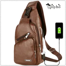Мужская нагрудная сумка, кожаная нагрудная сумка, USB зарядка, для улицы, водонепроницаемая сумка через плечо с отверстием для наушников, функциональная дорожная сумка-слинг