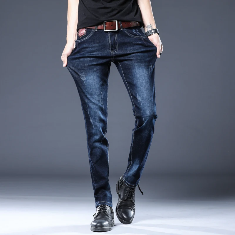 Skinny Jeans Plus-Size Long-Pants Slim-Fit Stretch Homme Men Fashion Brand BROWON Mid