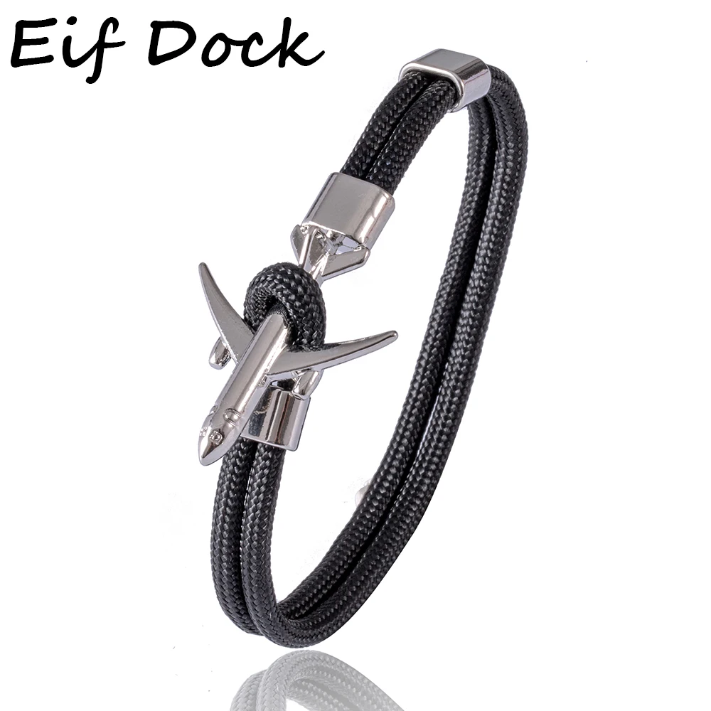 Silver Color Anchor Bracelets Men Women Charm Survival Rope Chain Paracord Bracelet Metal Airplane Hooks Navy Style homme Jewelr | Украшения