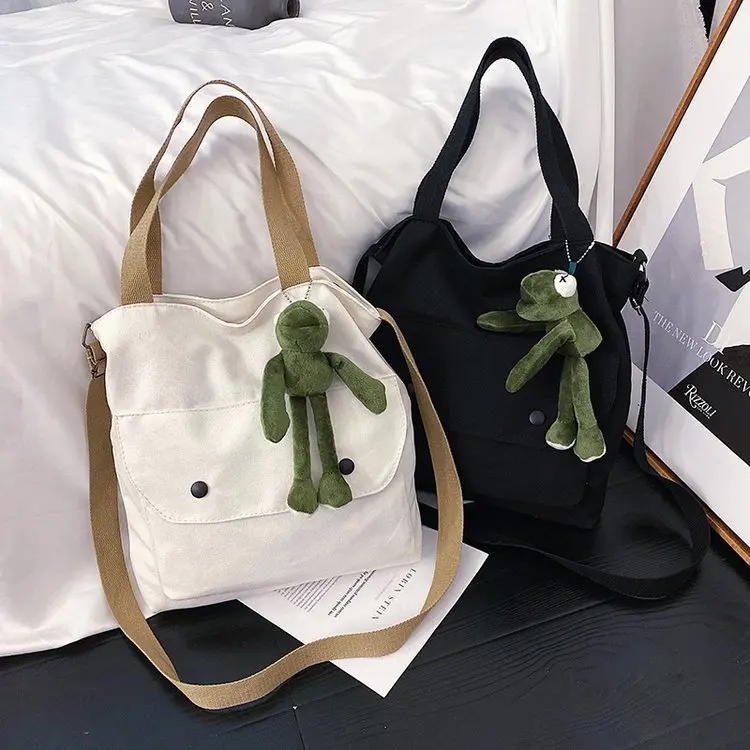 

Korean-style INS-Style Versatile Pocket Hand Canvas Bag WOMEN'S Bag 2019 New Style Korean-style Fashion Shoulder Oblique Bag