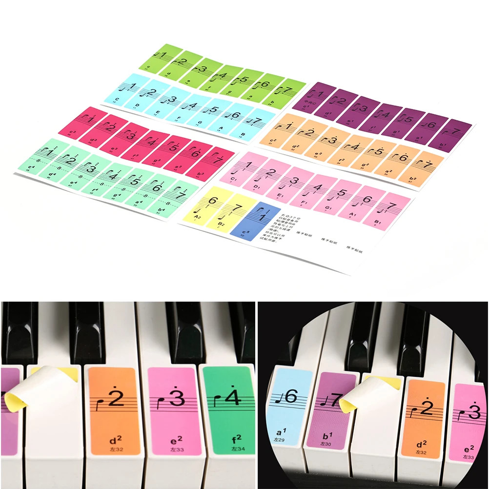 88 Keys Piano Keyboard Stickers Music Decal Label Note Sound Name 1 set | Спорт и развлечения