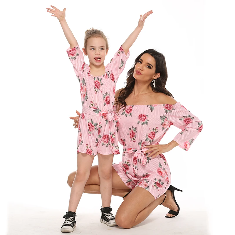 matching mom and daughter rompers