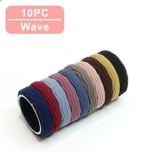 10PCS/Set Fashion Korean Elastic Hair Bands For Women's High Elastic Hair Circle Hair Rope Hair Accessories Headwear Headdress A6-Wave